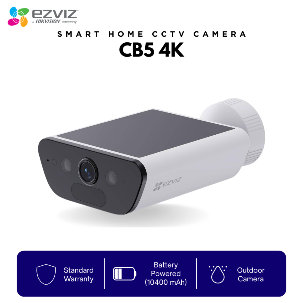 HIKVISION กล้องวงจรปิด EZVIZ (ยี่ห้อ Global Top) CB5 กล้อง Wifi ไร้สายอัจฉริยะ 4K 8MP Home Solar Bat