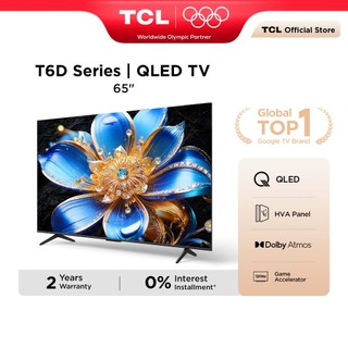 TCL 65 Inch QLED 4K Google TV with 120Hz Game Accelerator, Dolby Vision Atmos, HDR 10+ Televisyen 65T6D