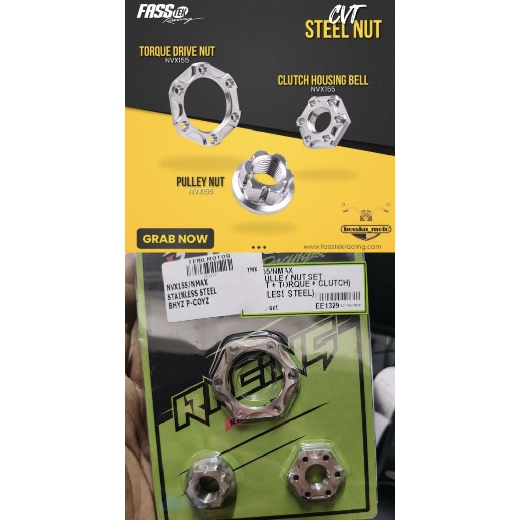 เครื่องซักผ้า PULLEY NVX155 NMAX V1 V2 NUT PULLEY DEPAN COLLAR NUT PULLEY STEEL NVX NMAX NUT STAINLE