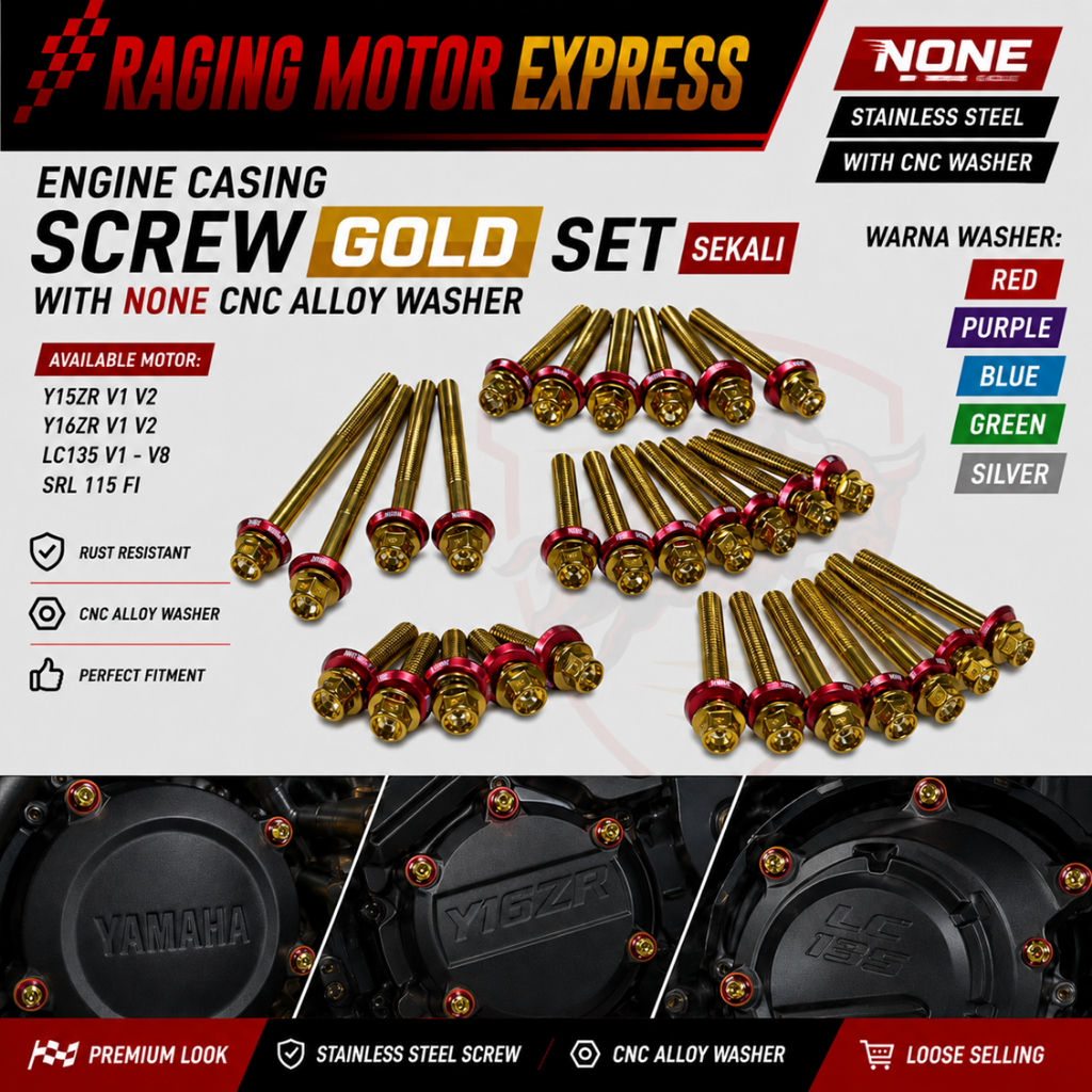 NONE GOLD SKRU ENJIN SCREW ENGINE + ชุดเครื่องซักผ้า SRL115FI Y15ZR Y16ZR LC135 LCV8 SAYALA สไตล์