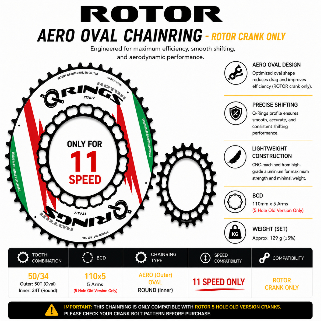 โรเตอร์แหวน Q Aero BCD110X5 chainring (11speed เท่านั้น) สําหรับ ROTOR CRANK Chainring ขี่จักรยานจัก