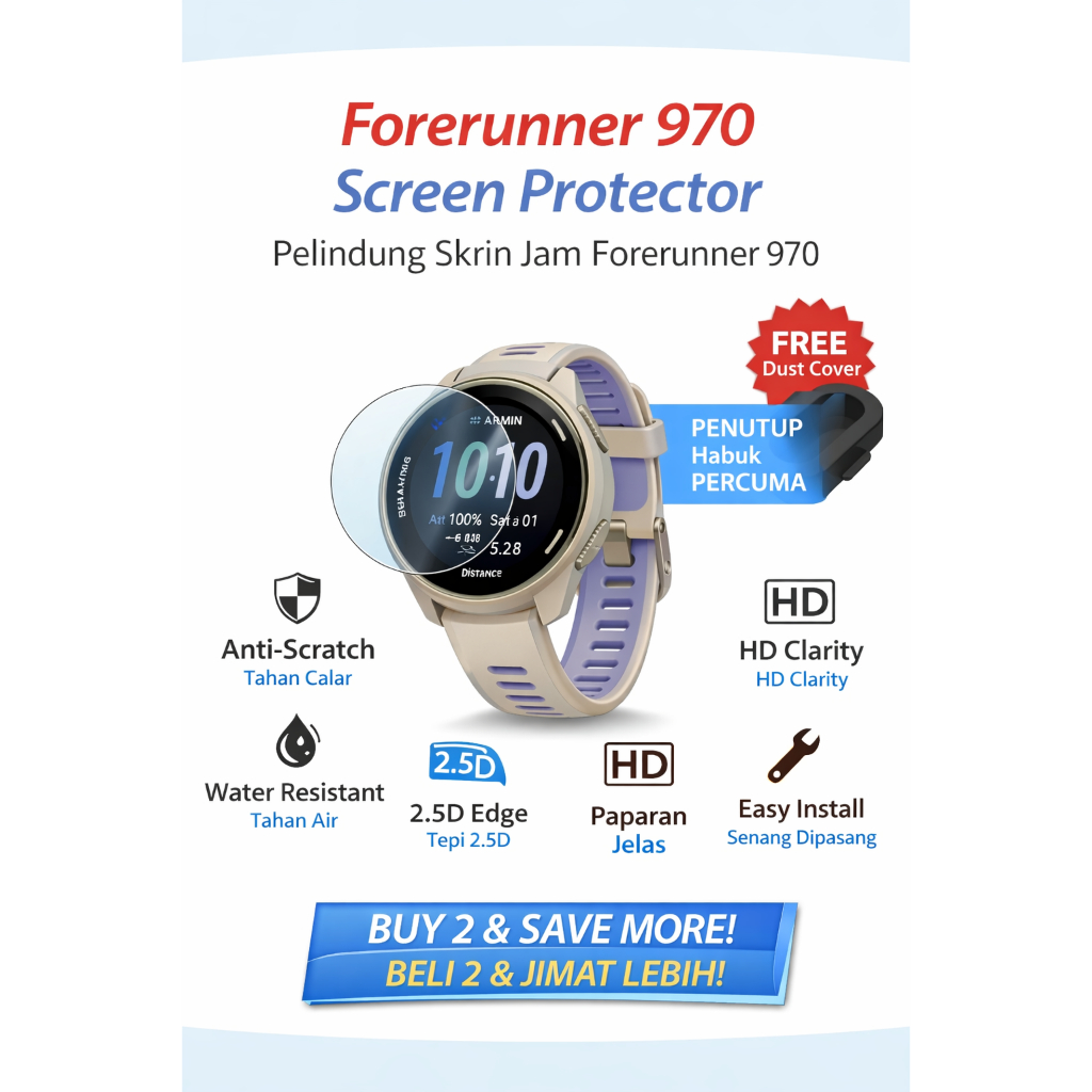 Garmin Forerunner 970 plindung skrin 2 ชิ้น