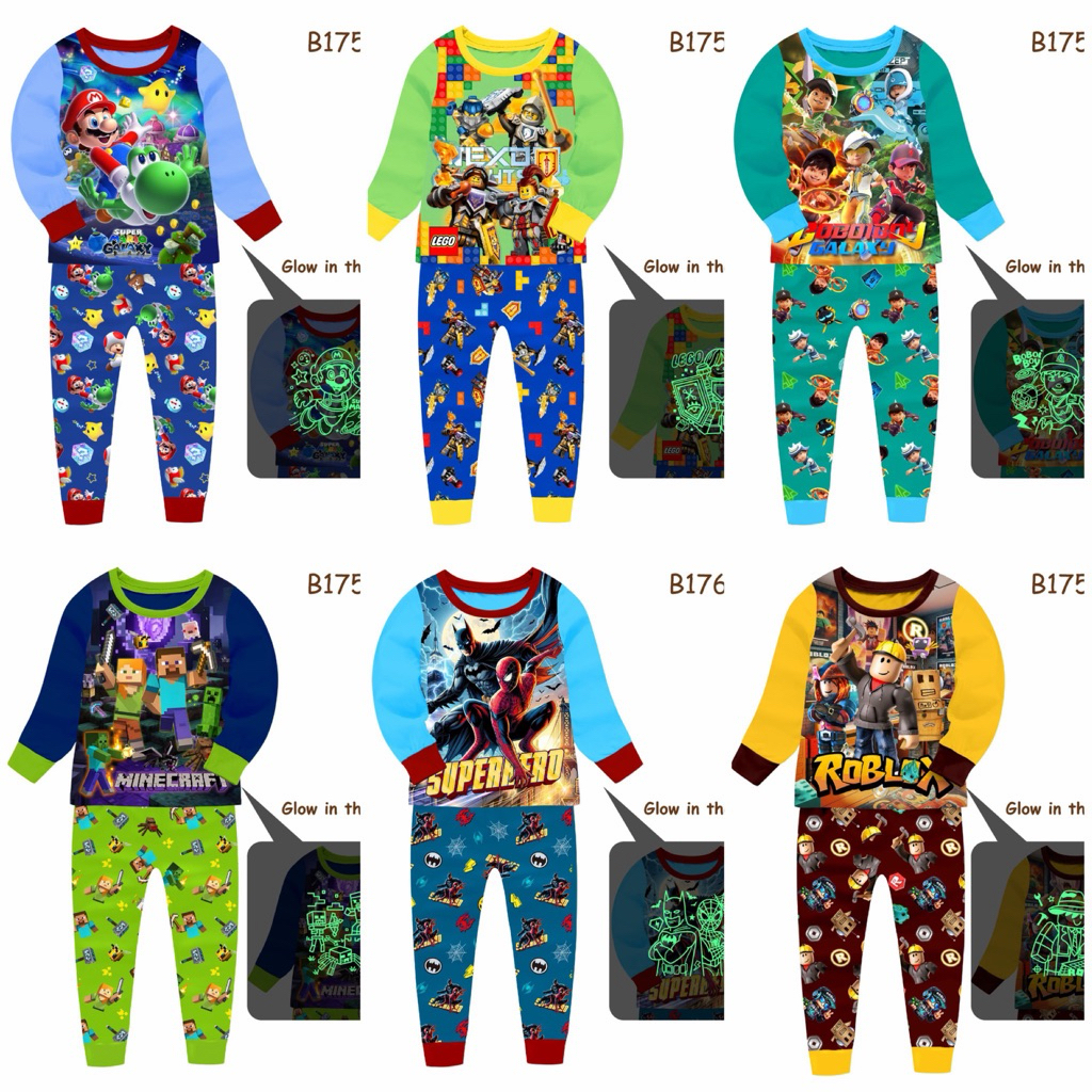 BARBILYA GLOW IN DARK SLEEPWEAR 119 สําหรับเด็กผู้หญิงและเด็กผู้ชาย