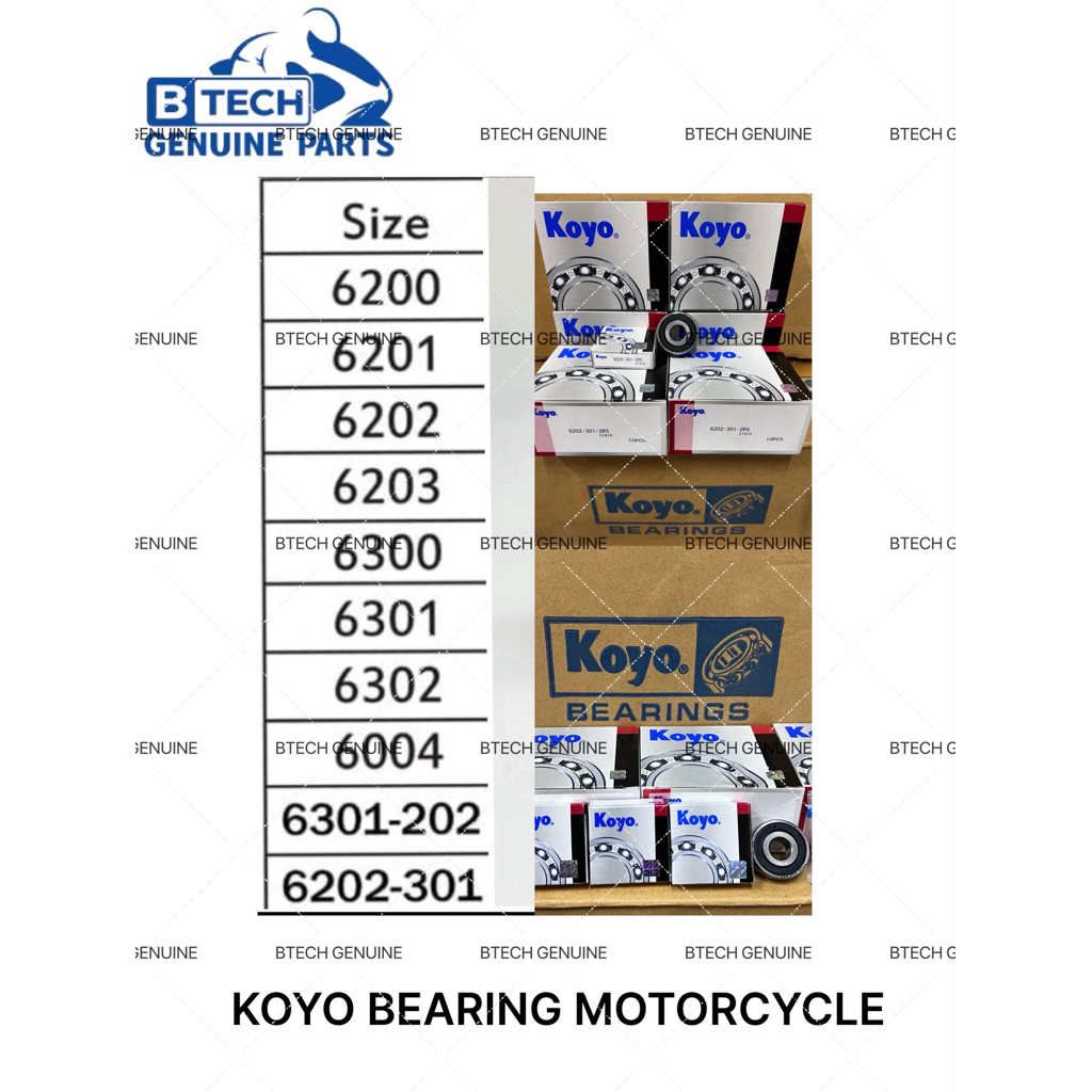 BEARING KOYO 2 RS ALL SIZE 6001-6200/6201/6300/6301/6202/6302/6004