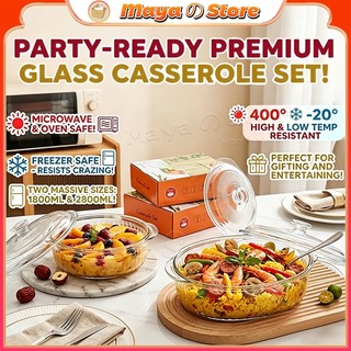 Premium Oval Glass Casserole Baking Dish with Lid Deep Bakeware Heat Resistant Oven Safe For Family Dinners (橢圓形帶蓋玻璃烤盆)