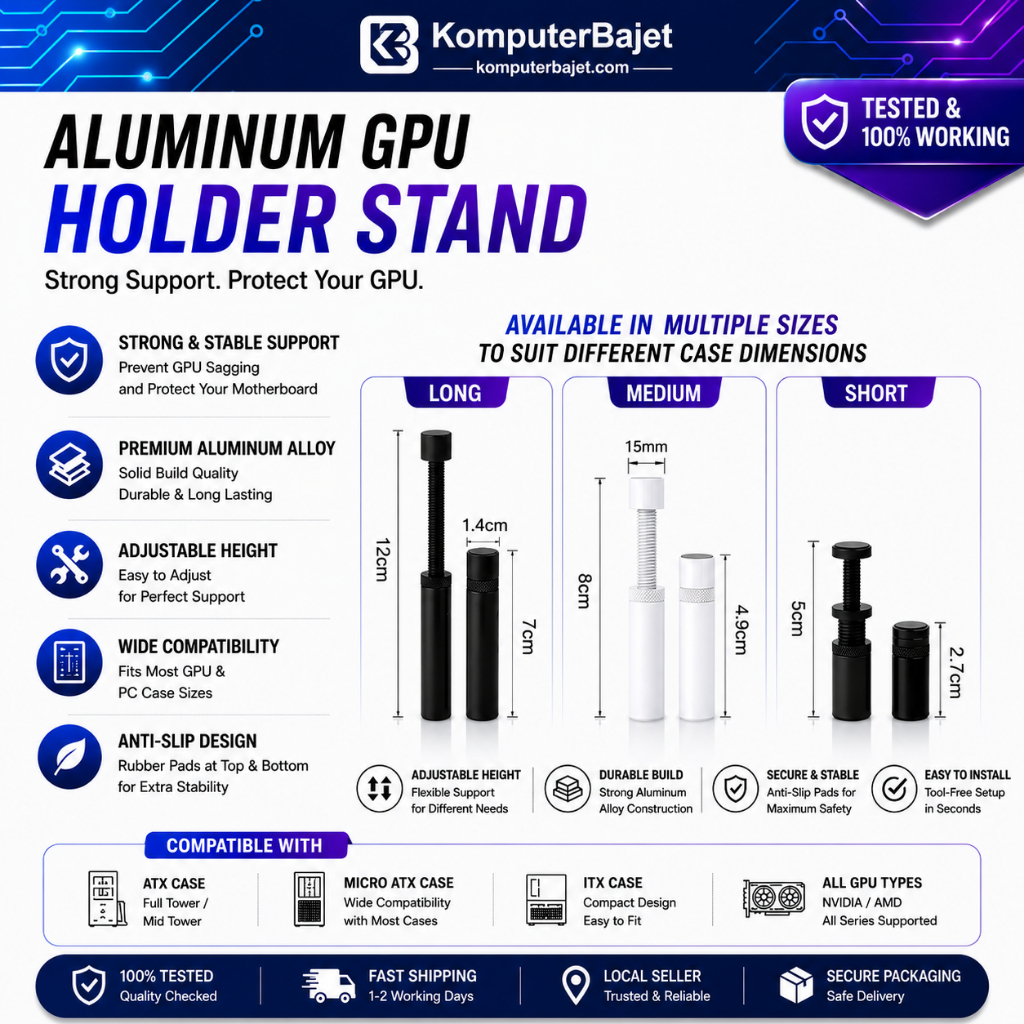 อลูมิเนียม GPU ผู้ถือขาตั้งกราฟิกการ์ดขาตั้งปรับ Telescopic Rotary ITX M-atx ATX กรณี GPU วงเล็บรั้ง