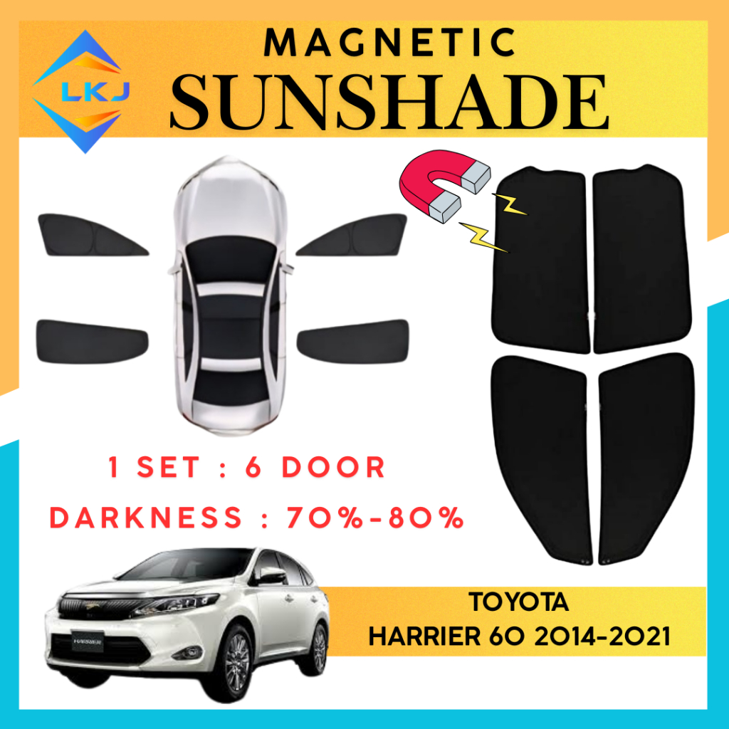 ม่านบังแดดแม่เหล็ก Toyota Harrier 60 2014-2021 6 ชิ้น