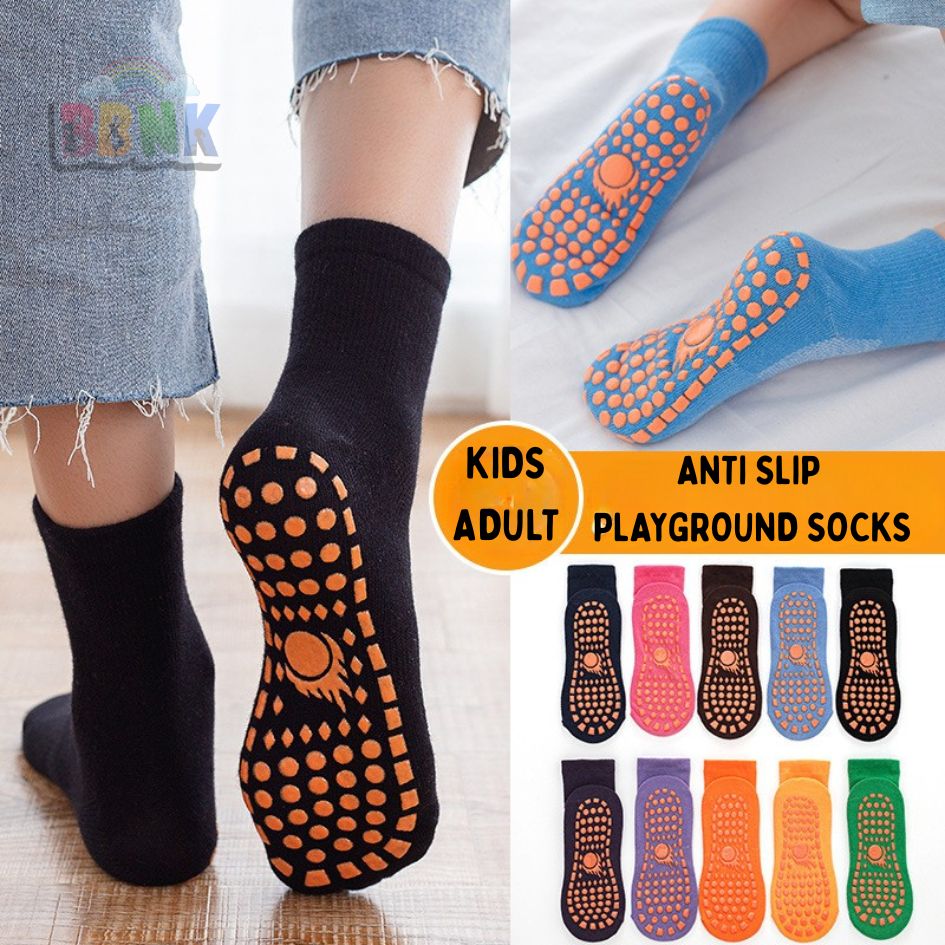BBKid ️Kid to Adult High Ankle Cotton Anti Slip Playground Socks Size 28-42