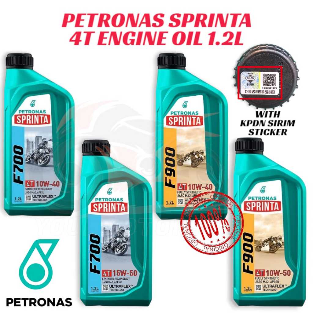 PETRONAS SPRINTA 4T 1.2L F700 10W40 15W50 F900 10W40 10W50 น้ํามันเครื่อง Miyak Hitam Minyak Enjing 