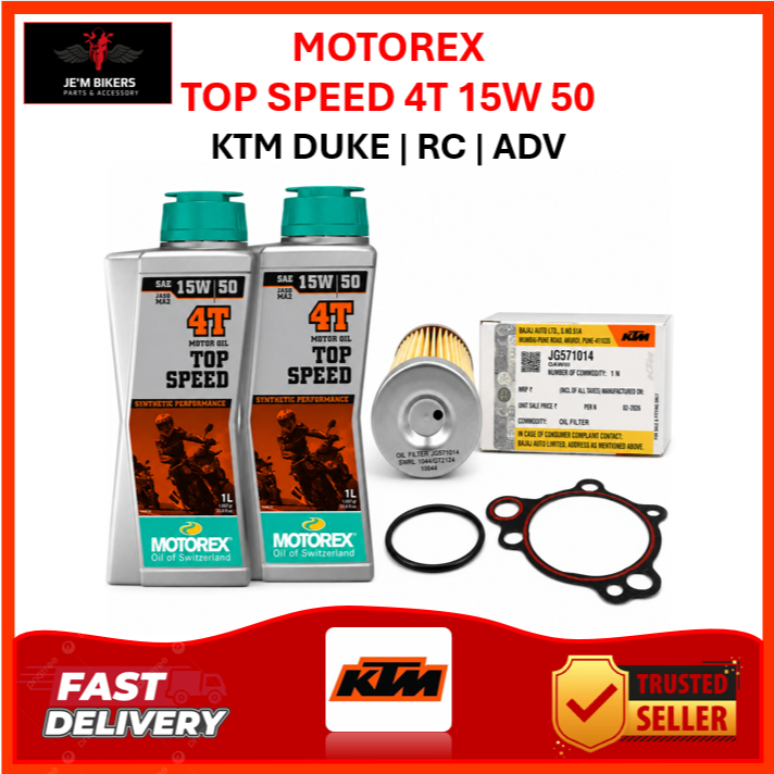 MOTOREX TOP SPEED 4T 15W/50 + กรองน้ํามันเครื่อง KTM DUKE RC ADV 200/250/390 ทุกรุ่น