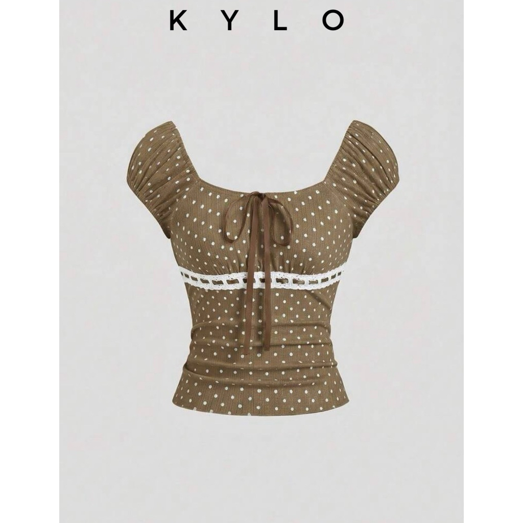 KYLO เสื้อถักคอปกลายจุดแกนตุ๊กตา !! ️PLS DM SELLER BFORE PAYMENT!! ️