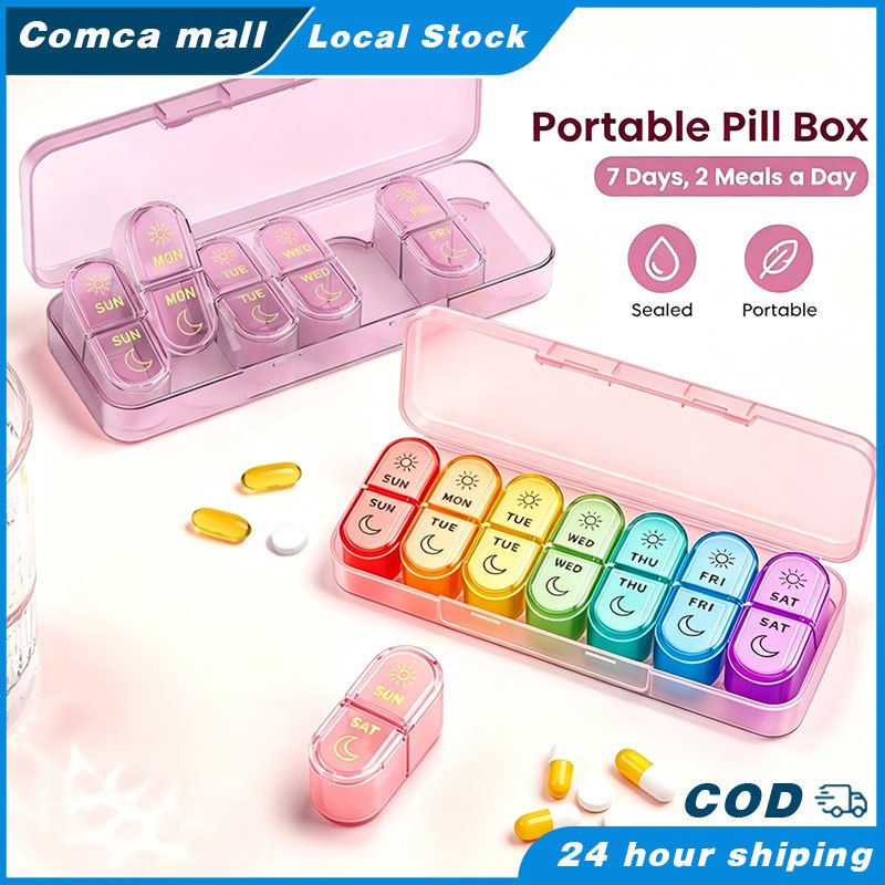 Am Pm Pill Organizer 7 Day / Portable Travel Medicine Case / Day&Night Pill Box สําหรับระบุ, อาหารเส