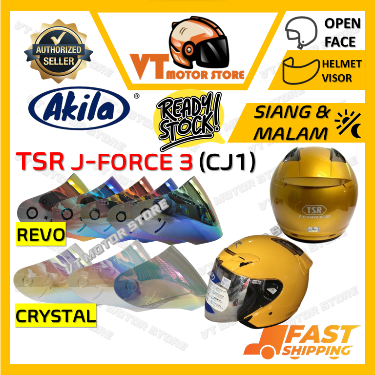 TSR J-Force 3 (CJ1) VISOR HELMET OEM by AKILA OPEN FACE HELMET VISOR SIANG & MALAM
