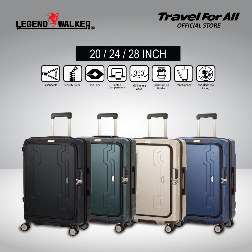 LEGEND WALKER BLUE WHALE ด้านหน้าเปิดพีซี ALLOY LUGGAGE - 725525-48-60-69