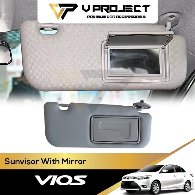 Toyota Vios 2013-2019 (3rd Gen) Sunvisor With Mirror Right Grey Holder XP150 NCP150 3rd VP Car Acces