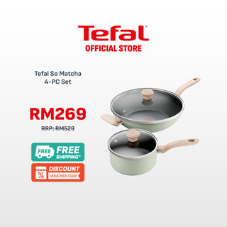 Tefal So Matcha 4pcs Set (Saucepan with lid 18cm + Wokpan 30cm) Non-stick Cookware