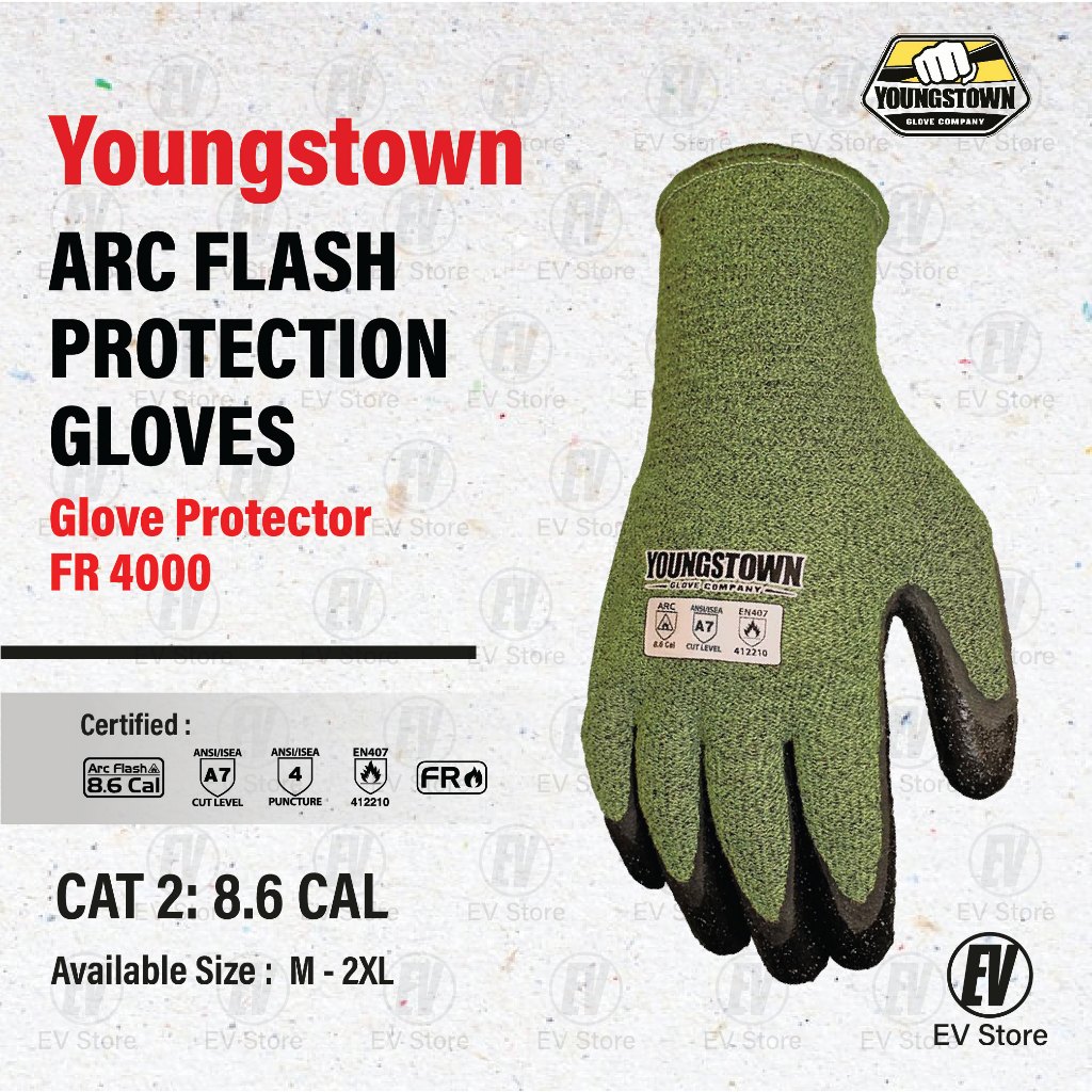 Youngstown Arc Flash Protection Glove 8.6Cal FR 4000