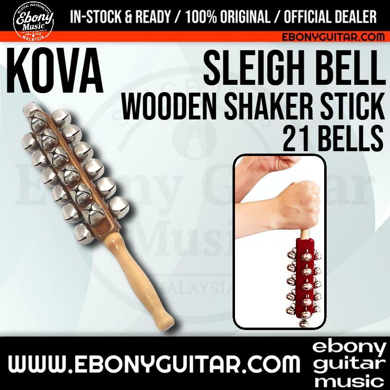 Kova 21-Bell Wooden Sligh Bell Shaker Stick - Professional Hand Jingle Bell