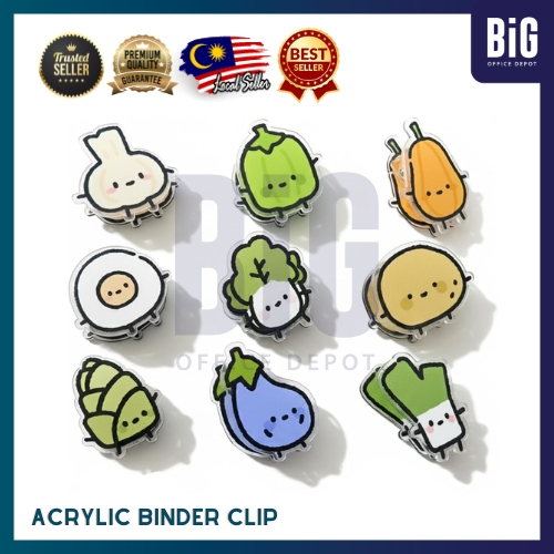 ACRYLIC BINDER CLIP น่ารัก CARTOON BINDER คลิปผัก SHAPE CLIP