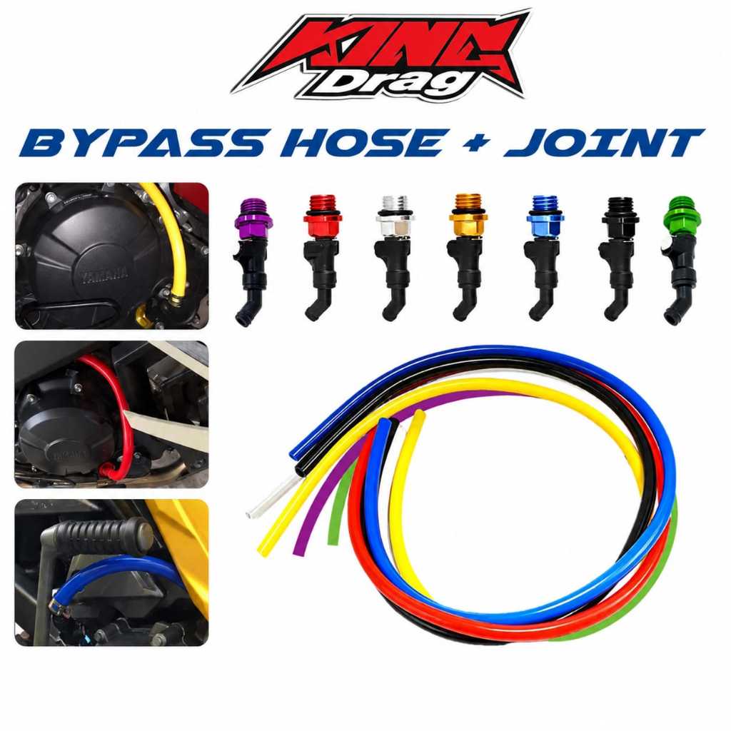 KING DRAG UNIVERAL BYPASS HOSE + อลูมิเนียมอัลลอยด์อัลลอยด์ JOINT AVAILABLE BLACK GOLD SILVER BLUE R