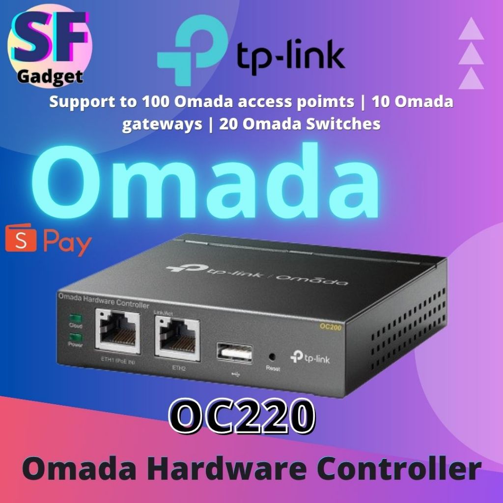 ตัวควบคุมฮาร์ดแวร์ TP-Link OC220 Omada รองรับตําแหน่งการเข้าถึง Omada 100 ชิ้น | เกตเวย์โอมาดะ 10 ชิ