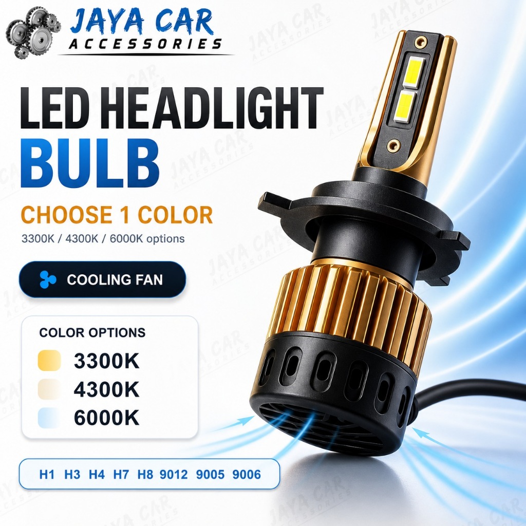 หลอดไฟหน้า LED พร้อมพัดลมระบายความร้อน H1 H3 H4 H7 H8 9012 9005 9006 3300K 4300K 6000K