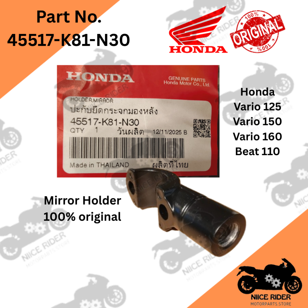 Honda Vario 125 150 160 Beat 110 ที่ยึดกระจกมองข้างวงเล็บ kaki cermin sisi 45517-K81-N30
