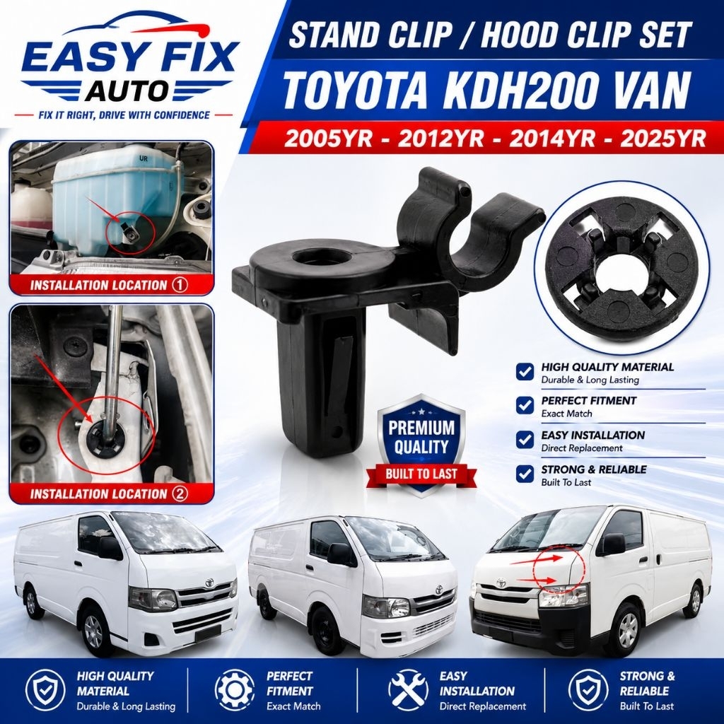 STAND CLIP /HOOD CLIP SET TOYOTA KDH200 VAN2005YR - 2012YR - 2014YR-2025YR