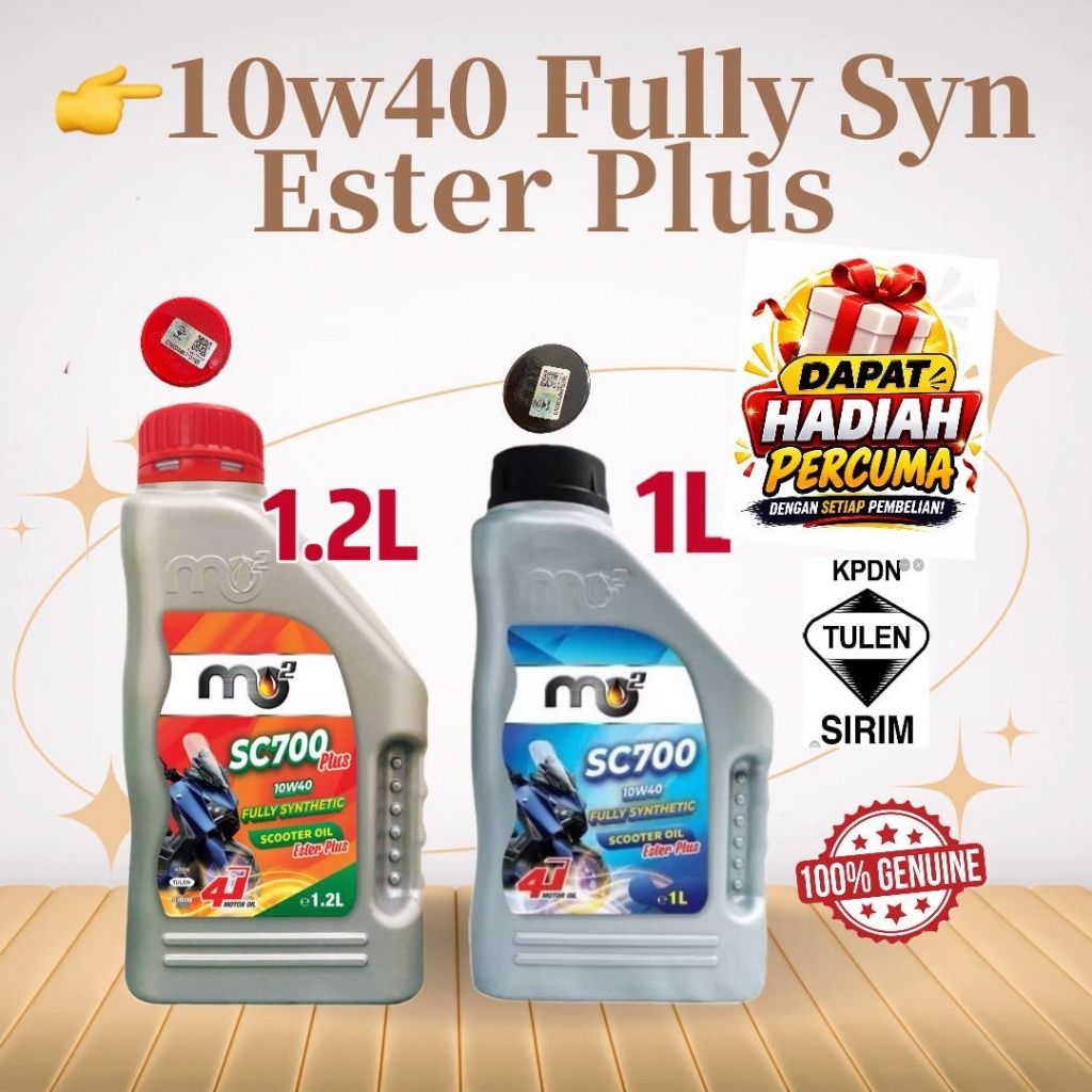 MO2 SC700 & SC700 PLUS 4T SAE 10W40 FULLY SYNTHETIC ESTER PLUS SCOOTER ENGINE OIL 1L