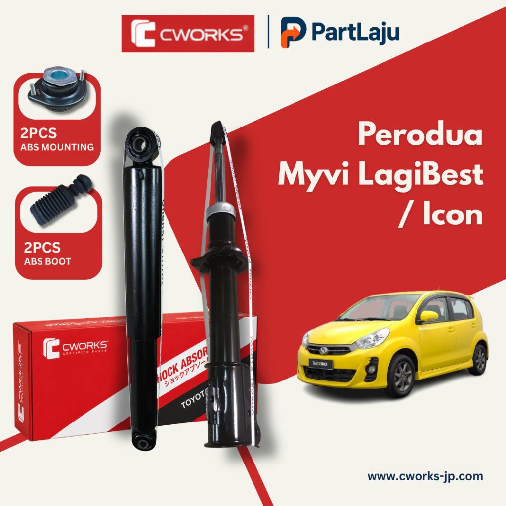 Cworks Japan Perodua Myvi LagiBest Icon 1.3 1.5 2011-2017 โช้คอัพแก๊สหน้าและหลังครบชุด