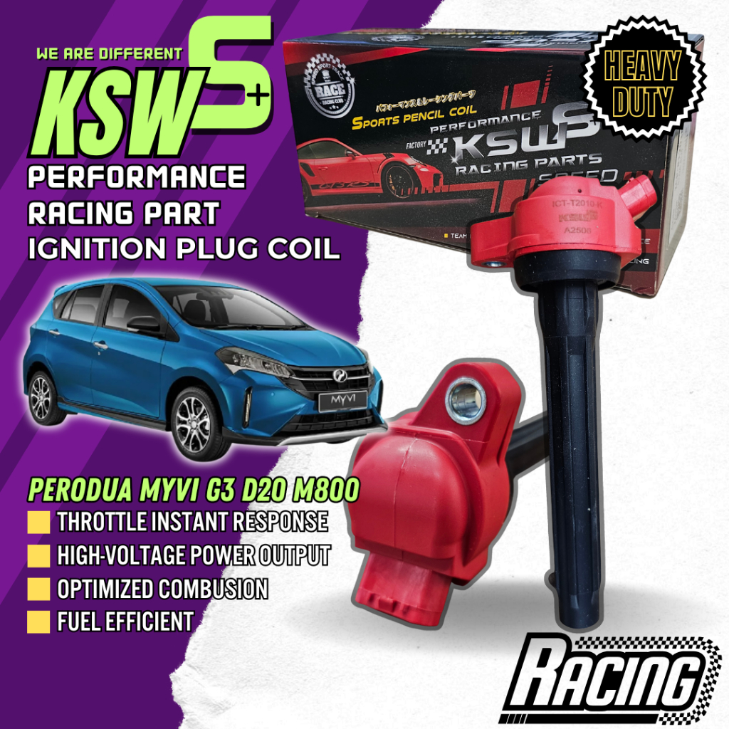 KSW S + Performance Racing คอยล์จุดระเบิดปลั๊ก Myvi g3 gen 3 D20 M800 Perodua ict-t2010-k