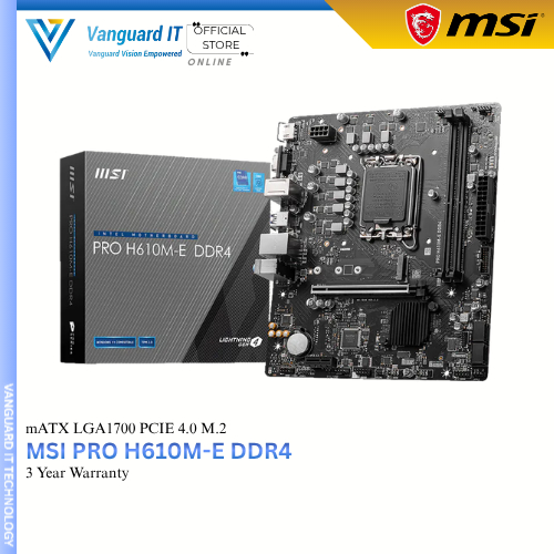 [ MSI MOTHERBOARD PRO H610M-E ] เมนบอร์ดชิปเซ็ต DDR4 Intel H610