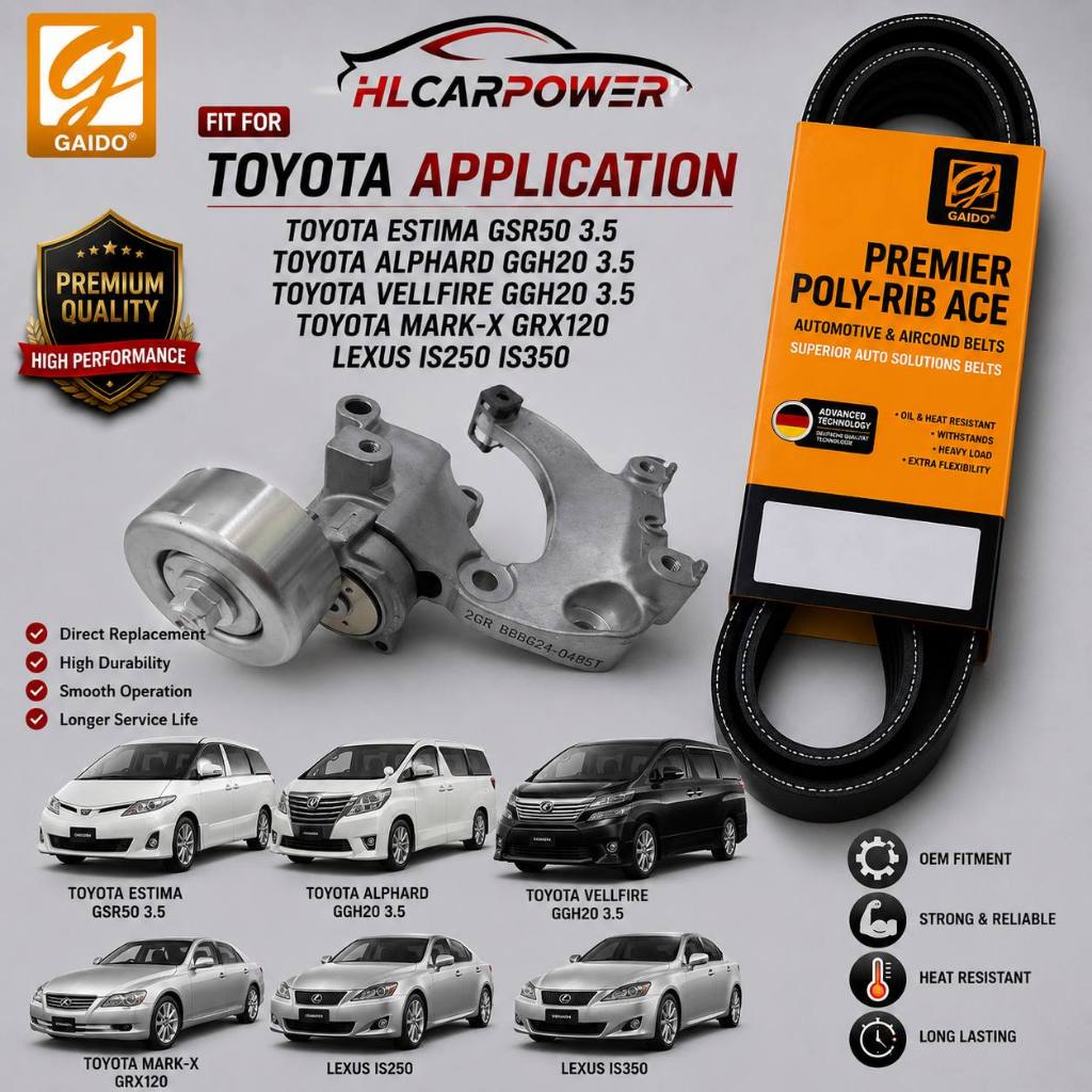 ️GAIDO ️ตัวปรับสายพานพัดลม + 7PK1550 สําหรับ Toyota Estima GSR50 Vellfire GSH20 Mark X GRX120 Lexus 