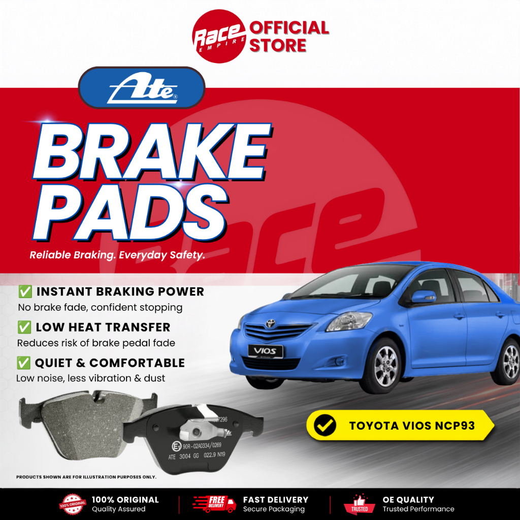 ATE ผ้าเบรคหน้า - TOYOTA VIOS07 NCP93 F,G,S,NCP150 G,S,NCP151R G,S,YARIS NSP151R 1.5G