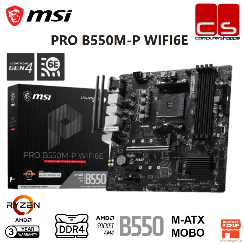MSI PRO B550M-P WIFI6E DDR4 AM4 M-ATX เมนบอร์ด + โปรเซสเซอร์ AMD Combo/R3-3200G/R5-532/R5-5600/R5-56