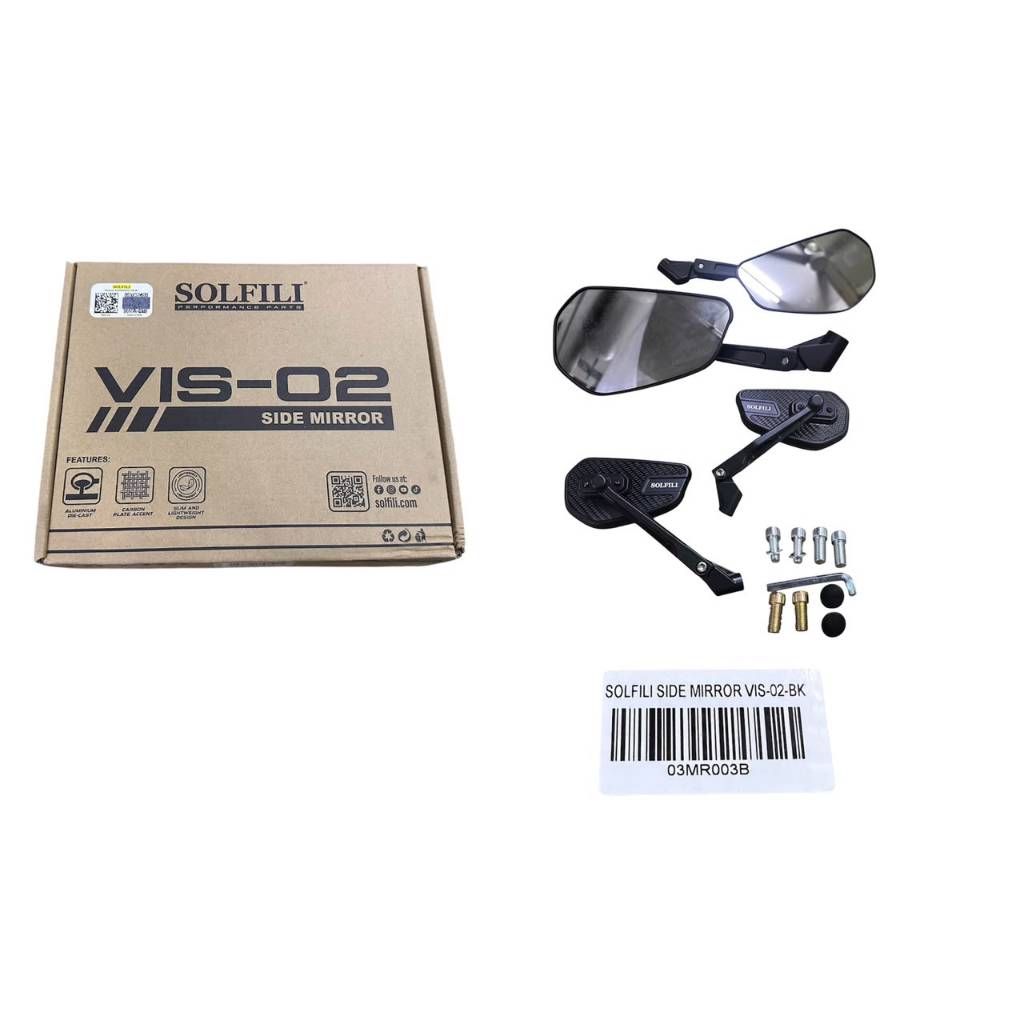CERMIN SISI SOLFILI UNIVERSAL RACING ALLOY SIDE MIRROR V2 -สีดํา (VIS-02)