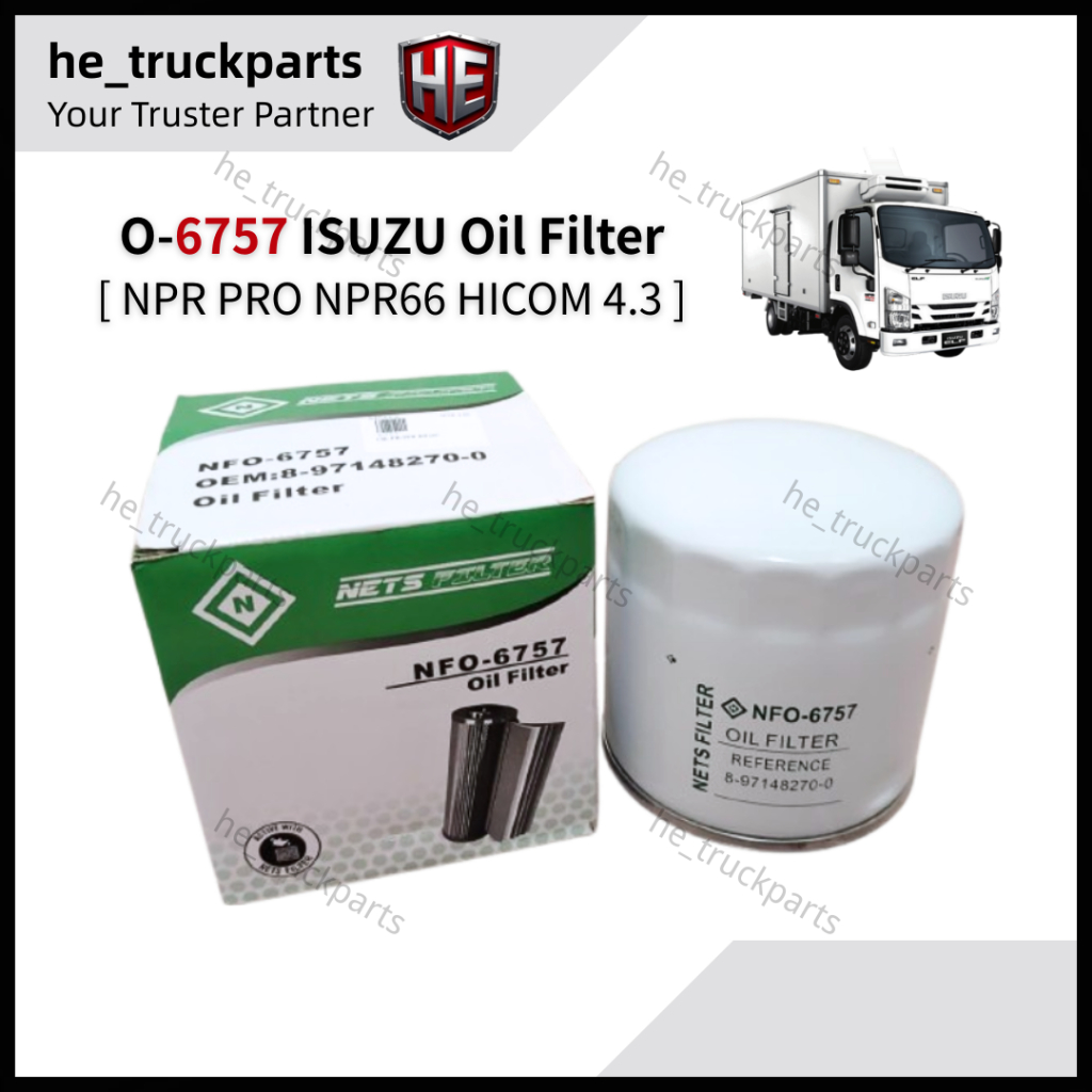 NETS ISUZU กรองน้ํามัน NPR PRO NPR66 HICOM 4.3 O-6757 O-6747 NPR72 8-943381811 8-97148270-0
