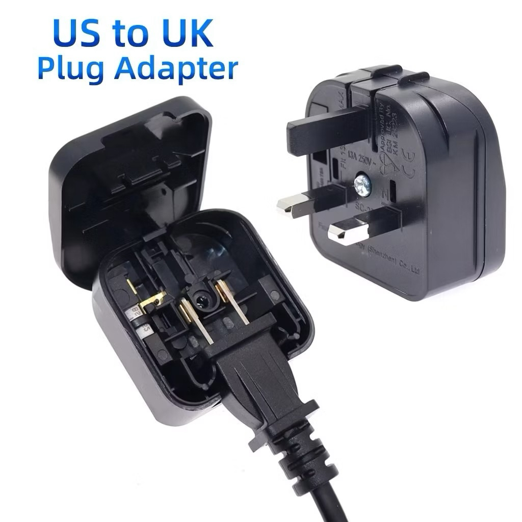 UK 3 Pin Plug Adapter 13A ฟิวส์ Travel Adapter 2 Pin to UK 3 Pin Plug Converter Penyesuai Plug UK