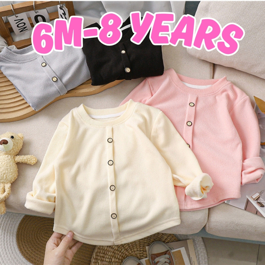 คาร์ดิแกนเด็กผู้หญิง (6m-8Y) เสื้อกันหนาวเด็กผู้หญิง Baju เด็กผู้หญิง Lengan Panjang แขนยาว Top Buda