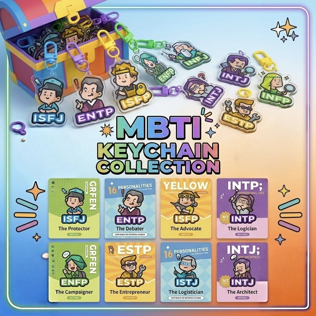 MBTI 16 ประเภทพวงกุญแจอะคริลิคน่ารัก |INFP INTJ ENFP INFJ|Hadiah Unik MBTI 16 ประเภทเข็มกลัดน่ารัก|创