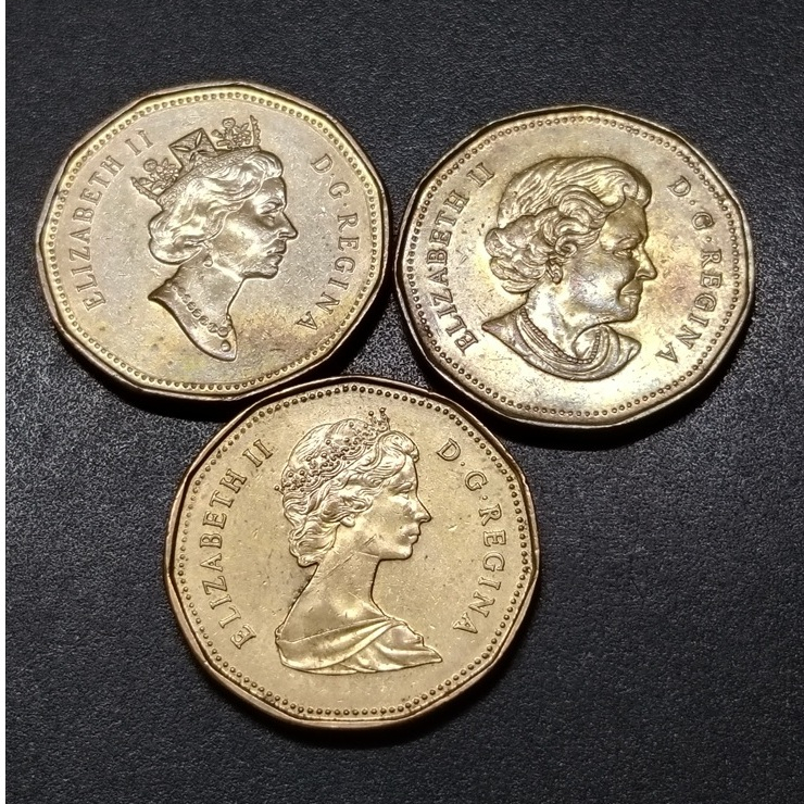 Canada Queen Elizabeth II 3 Series Of 1 Dollar 1989 -2005 ( 3 Coins )