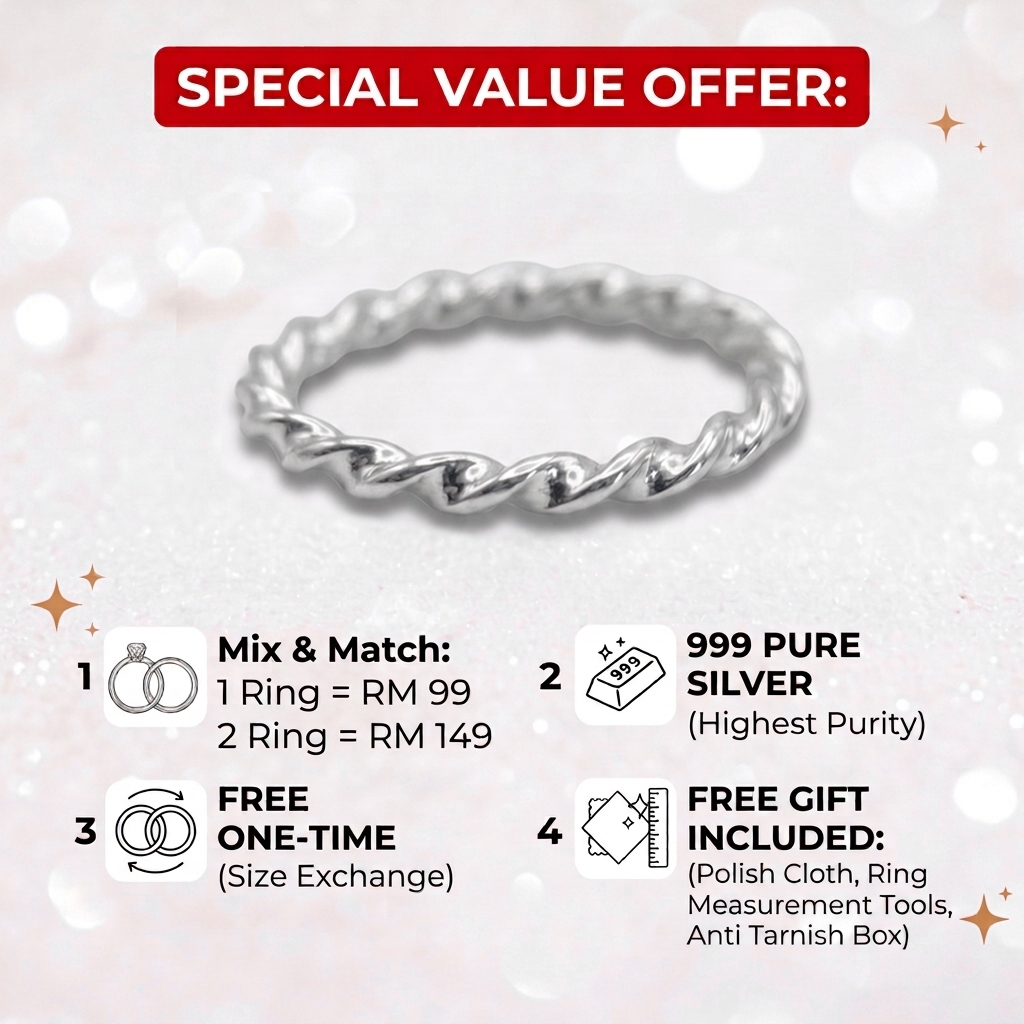 BEUNI HANDMADE PREMIUM 999 SILVER RING ANTIRUST ไม่มีสารก่อภูมิแพ้น้ําพร้อม 999 MARK 999 SILVER
