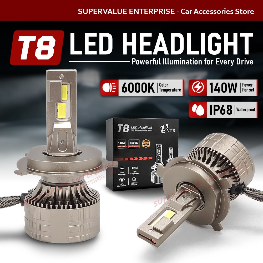 6000k LED ไฟหน้าหลอดไฟ LED LED ไฟหน้า T8 Mentol LED H1 H7 H11 9012 H4 H3