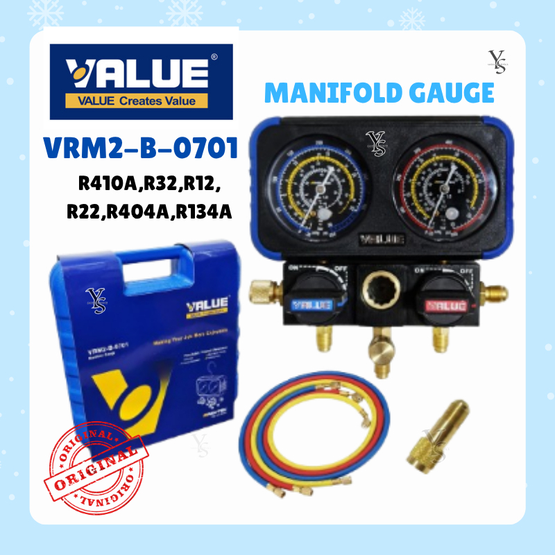 VALUE MANIFOLD GAUGE VRM2-B-0701 (R22/R134A/R410/R404)