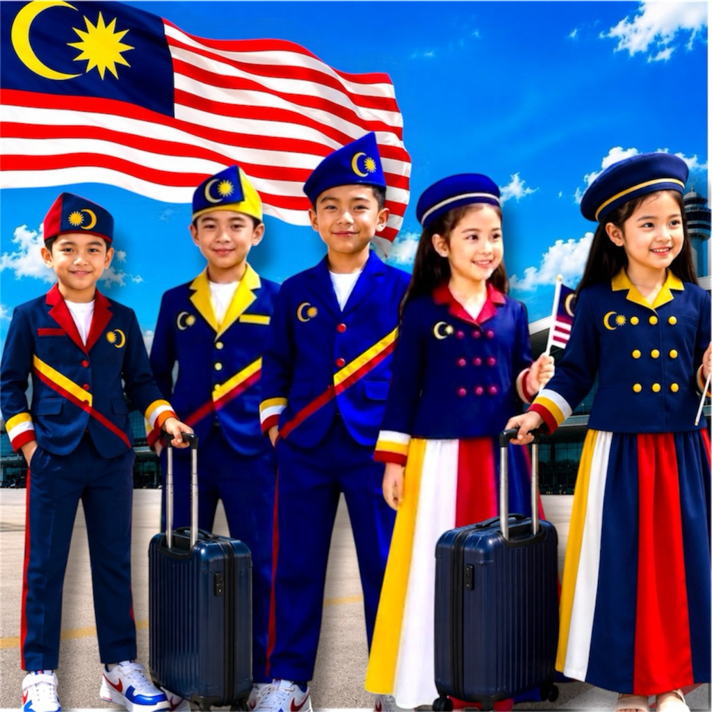 Budak Baju Merdeka Pilot Set Dan Topi Lelaki/purumpuan utk 2026 คุณภาพระดับพรีเมียม Kaine como-creap