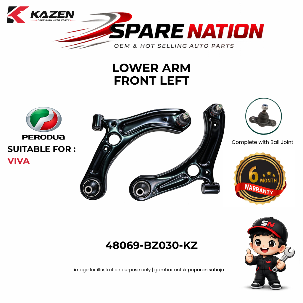 KAZEN LOWER ARM FRONT PERODUA VIVA - รับประกัน 6 เดือน (48068-BZ030-KZ /48068-BZ030-KZ)