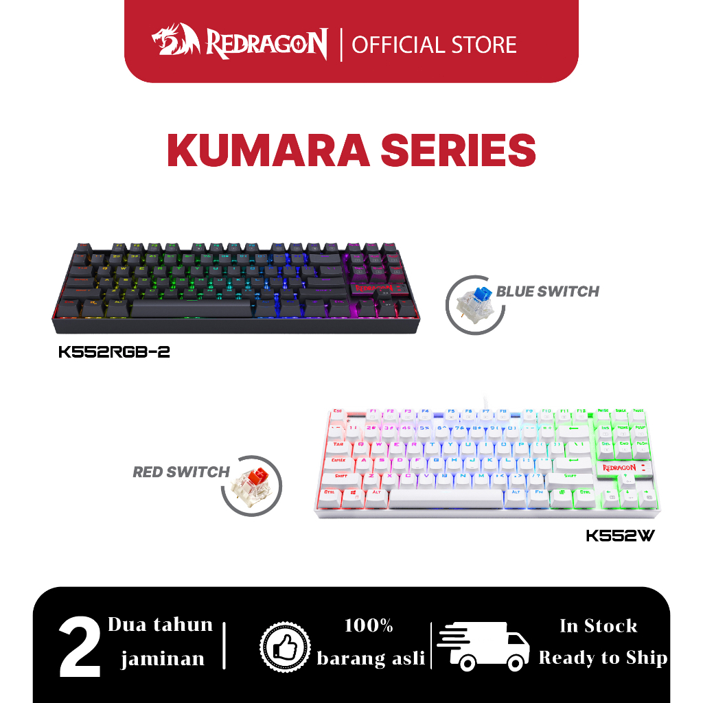 Redragon K552 RGB 87 คีย์คีย์บอร์ดเกมกลแบบมีสาย TKL ABS-การออกแบบโลหะ