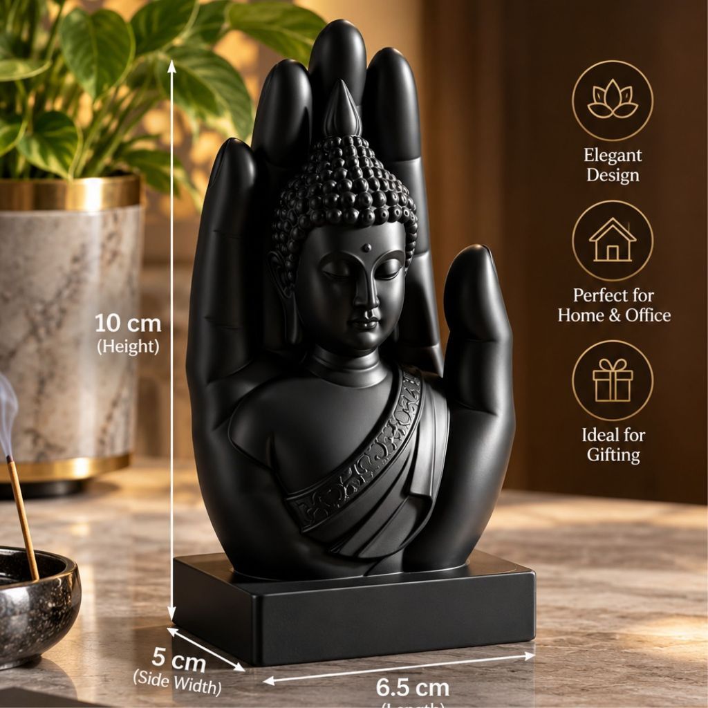 ใหม่ MODEL PALM BUDDHA STATUE / รถเส้นพลาสติก / BUDDHA DESKTOP STATUE / DECORTUE