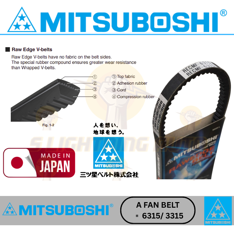 (6315/ 3315) FAN BELT MITSUBOSHI RECMF 3315 6315 (13 X 775) (A_BELT)
