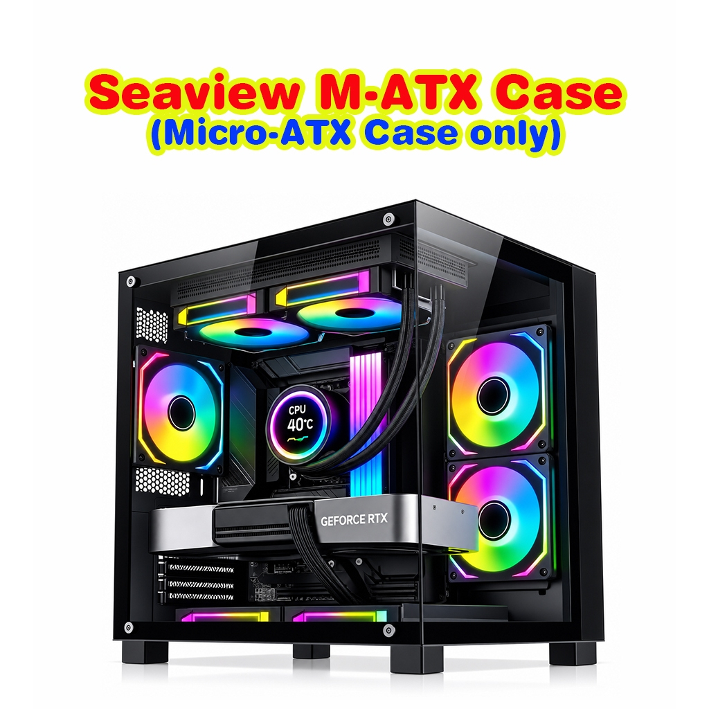 TINYTECH Seaview Micro ATX Desktop/ PC Casing M-ATX Gaming Glass Case